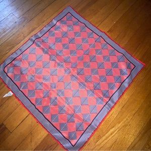 Sally Gee SCARF JAPAN VINTAGE 100% POLYESTER 21”x21” Red Blue